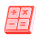 Pink calculator icon with plus, minus, multiplication, and division buttons.